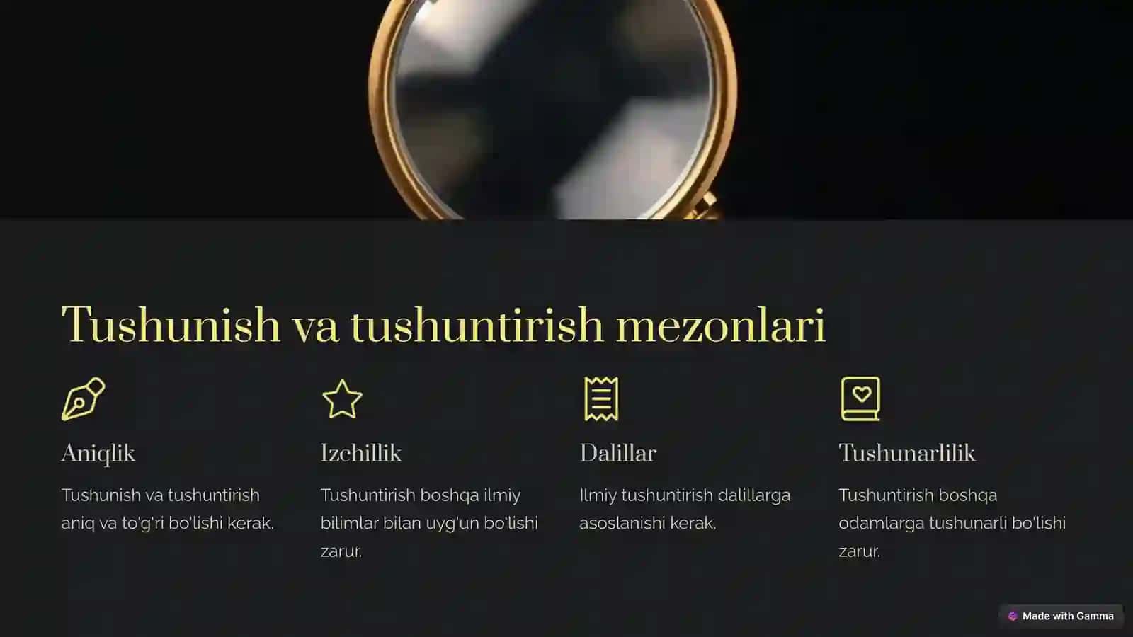 Tushunish va tushuntirish ilmiy faoliyatning mezoni 4