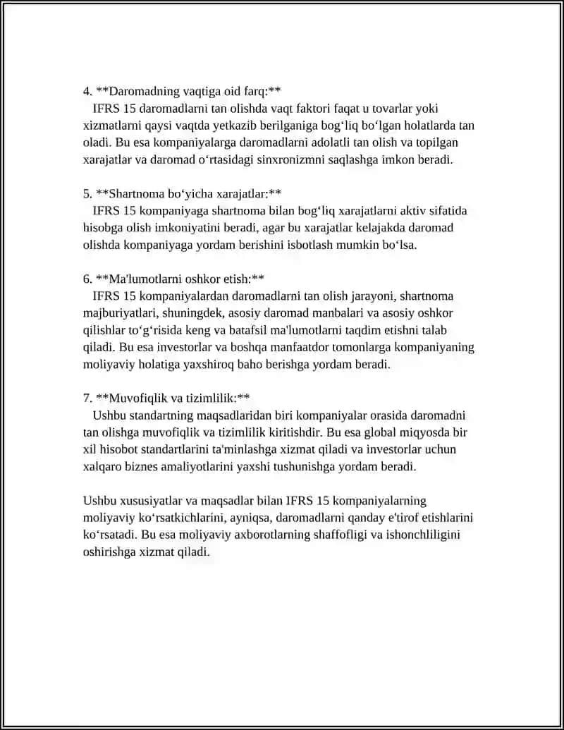 DAROMAD VA XARAJATLARNI TAN OLISH (IFRS 15 ASOSIDA) 4