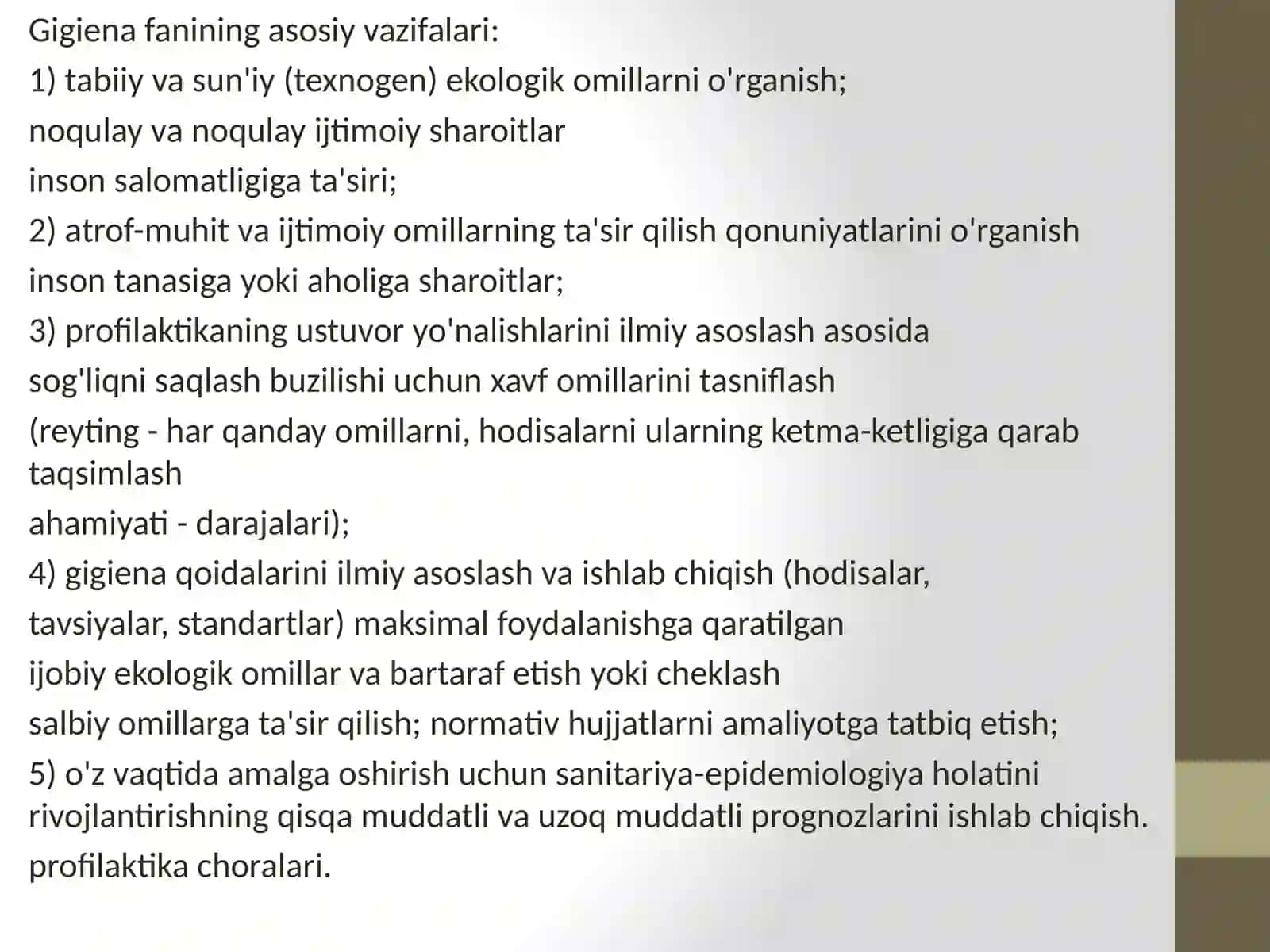 Zamonaviy gigiyena va tibbiy ekologiya, ularning tibbiyotdagi o‘rni 4