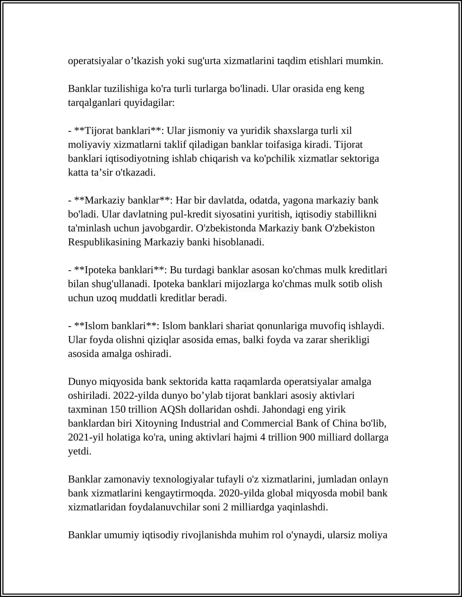 BANK HAQIDA UMUMIY TUSHUNCHA 4