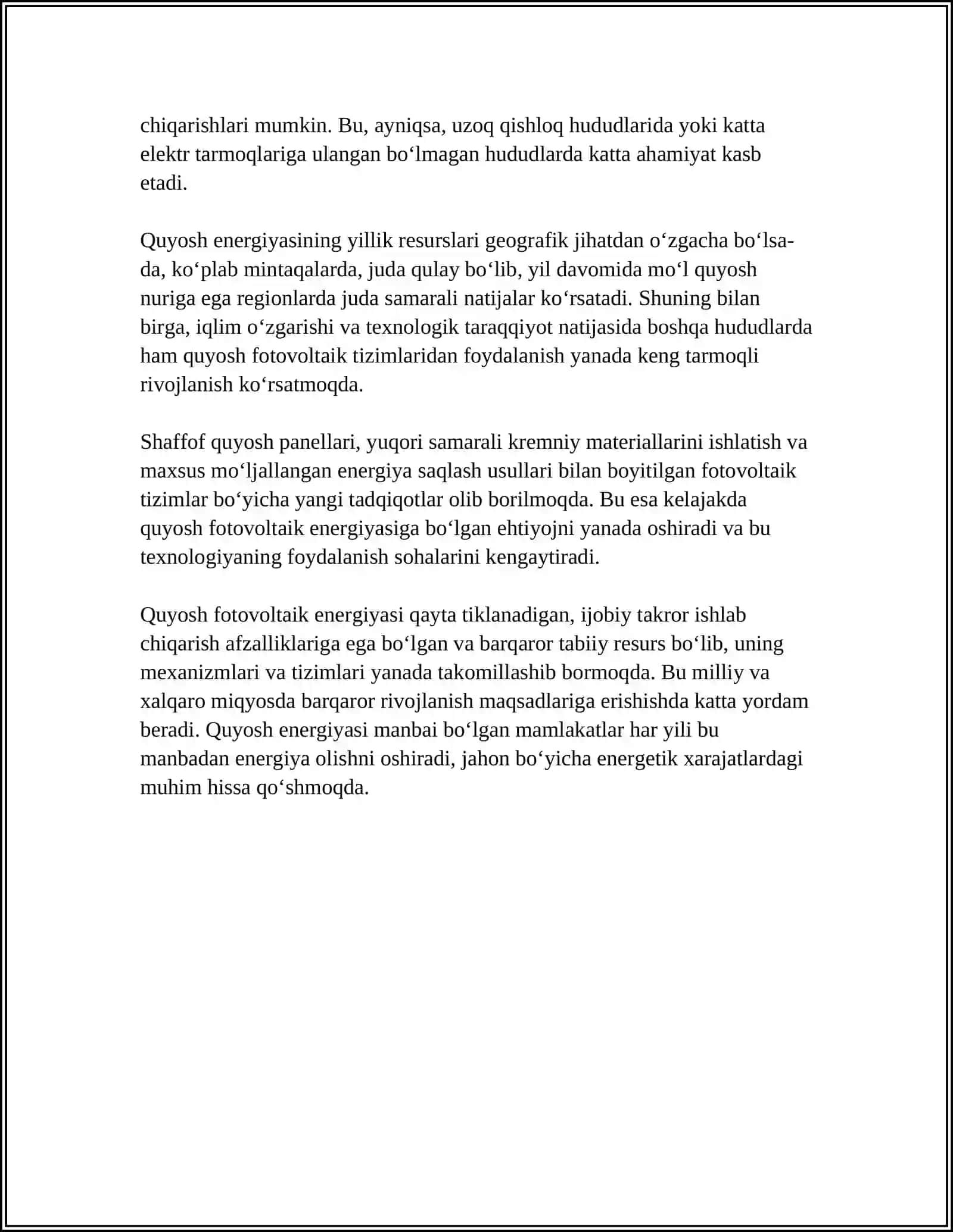 Quyosh fotovoltaik energiyasi 4