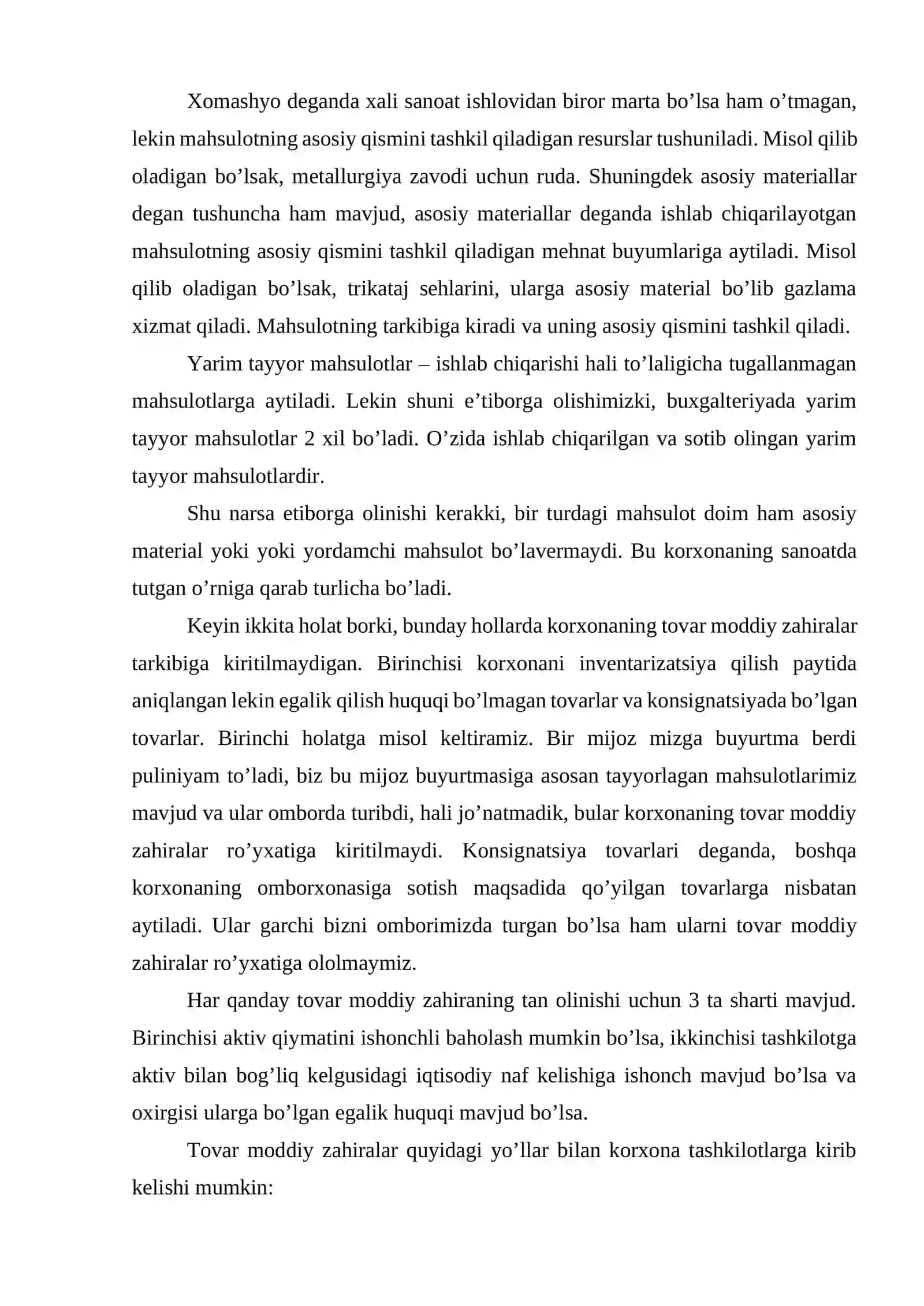 Tovar moddiy zahiralar tannarxini aniqlash va tovarlar qiymatini baholash usulllari 4
