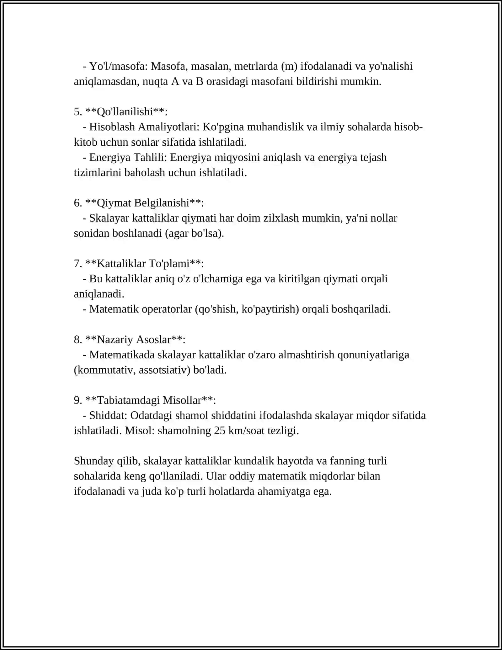 SKALYAR VA VEKTOR FIZIK KATTALIKLAR VA ULAR USTIDA AMALLAR 4