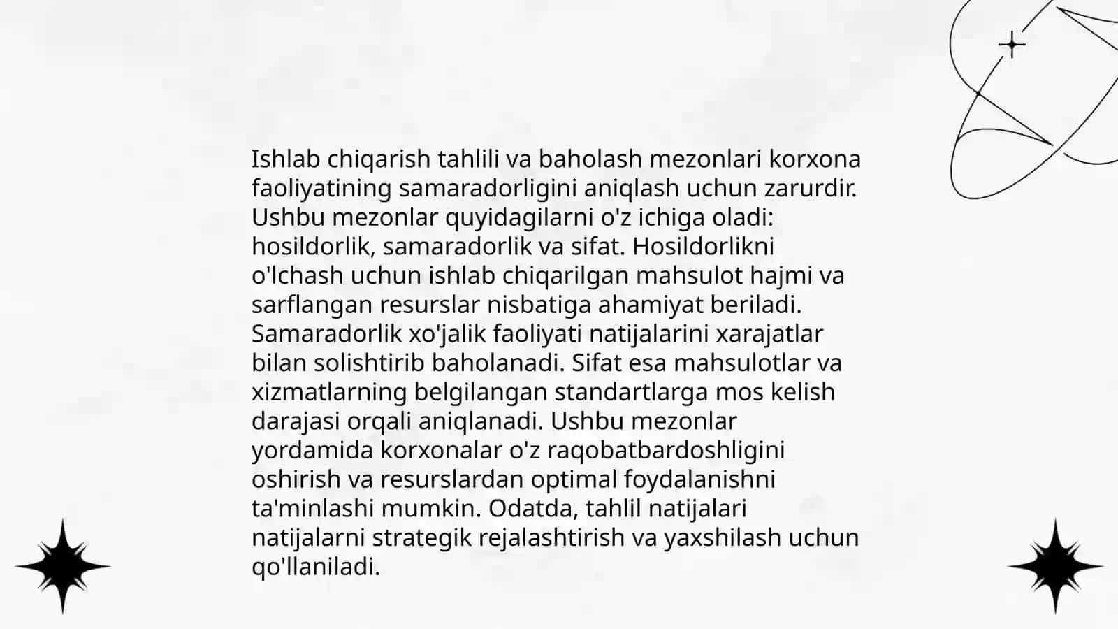 Ishlab chiqarishning samaradorilgi va uning kórsatkchlari 4