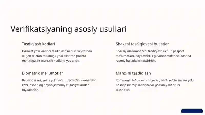 Ma'lumotlarni tekshirish va verifikatsiya qilishning asosiy bosqichlari. 4