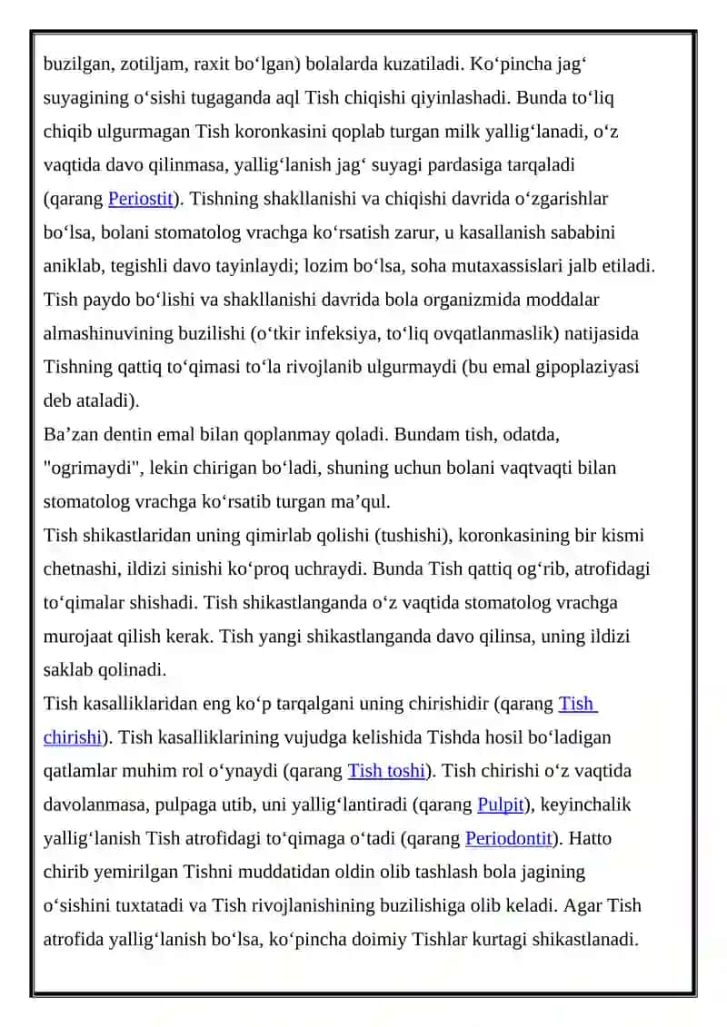 TISH OLISH OPERATSIYALLARI 4