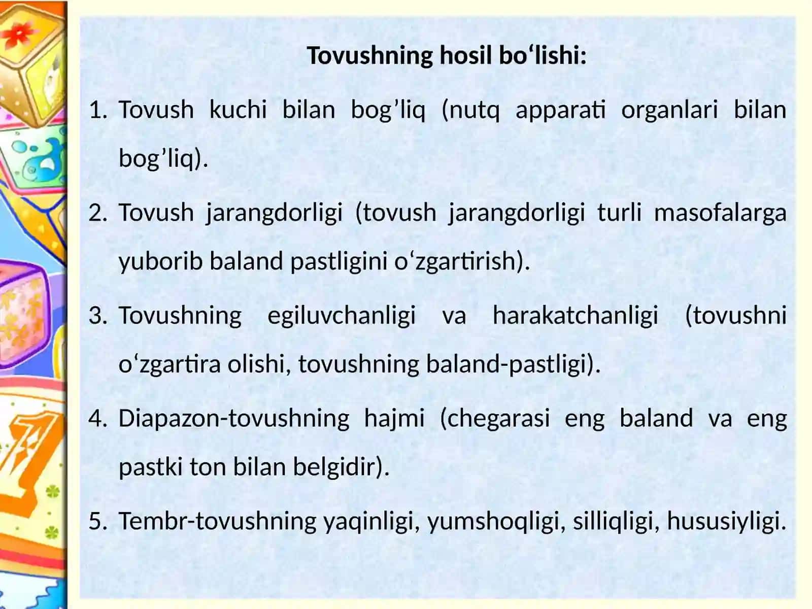 Tovushlarning to‘g‘ri talaffuziyuzasidanolibboriladigan ishlar mazmuni. Tovush hosil qilishda ishtiroketadiganturli organlarning ahamiyati 4