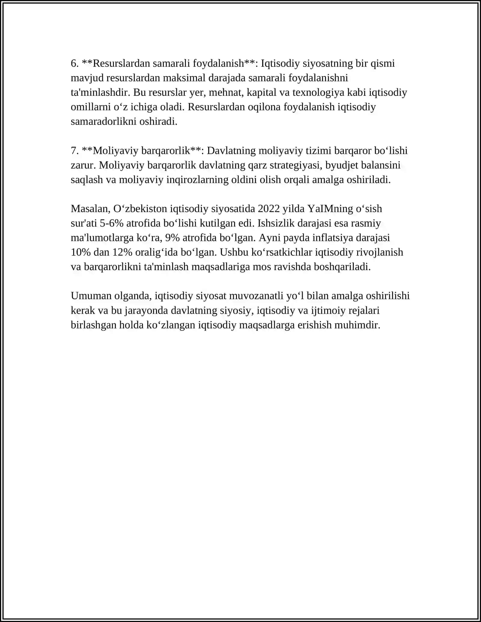IQTISODIY SIYOSATNI ISHLAB CHIQISHDA VOSITALAR VA CHEKLOVLAR 4