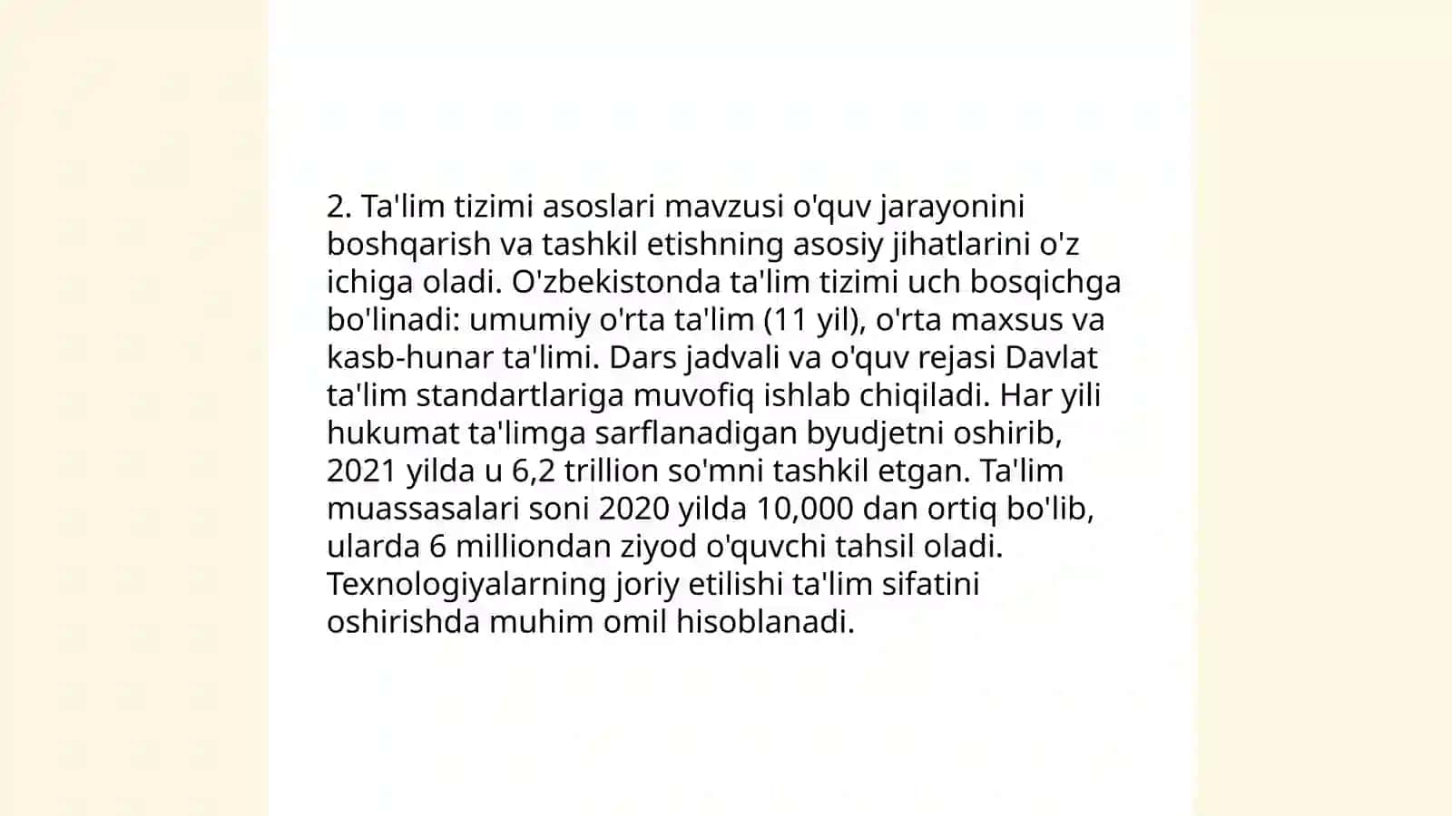 Ta'lim toʻgrisida qonun tuzilishi va umumiy tahlili 4