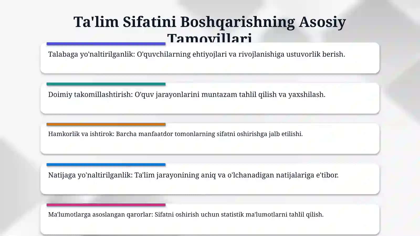 Ta'lim sifatini boshqarishning xususiyatlari ularni taminlashda rahbar kadrlarning ro'li va funksiyalari 4