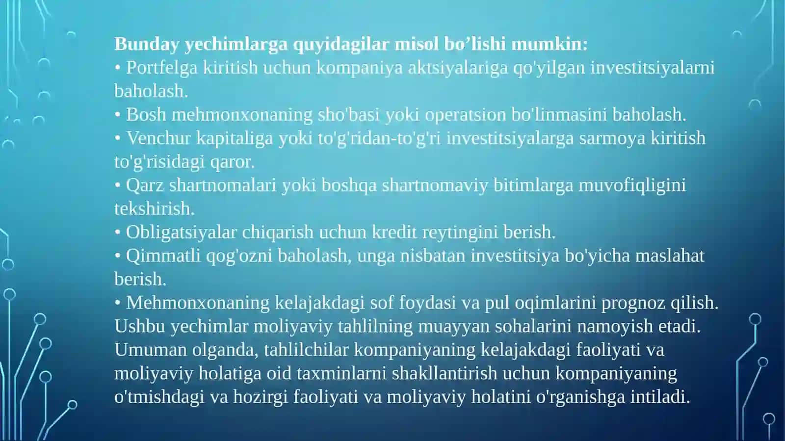 Mehmonxonalarning moliyaviy hisobotlari va ularning tasnifi 4