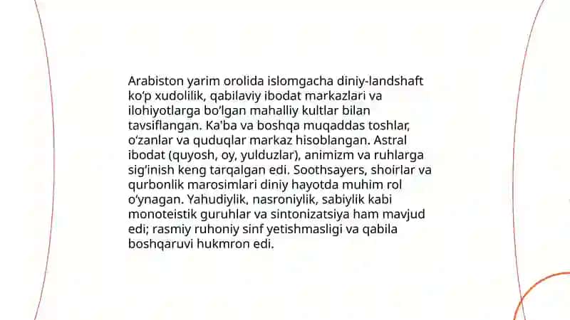 Arabiston yarim orolida islomgacha bo'lgan e'tiqodlar "Johilliya davri" tushunchasi 4