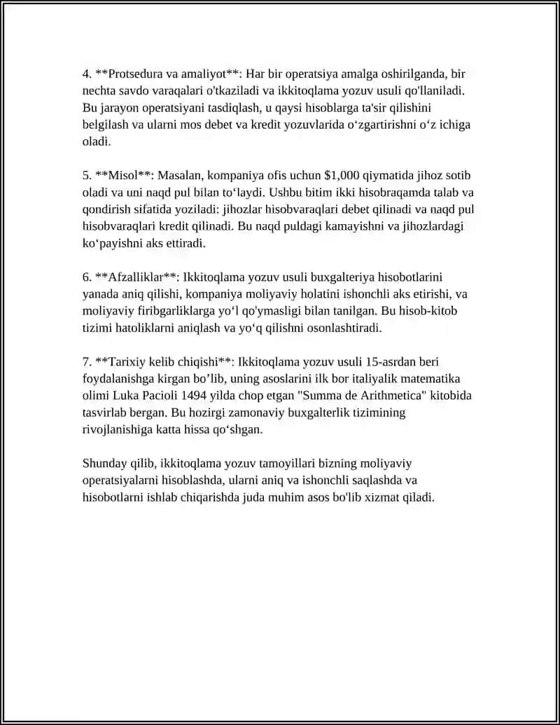 BUXGALTERIYA HISOBI SCHYOTLARIDAGI IKKIYOQLAMA YOZUVNING ASOSLANISHI 4