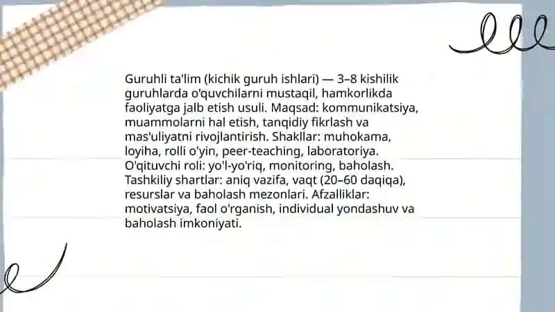 Talimning tashkiliy shakllari va metodlari 4