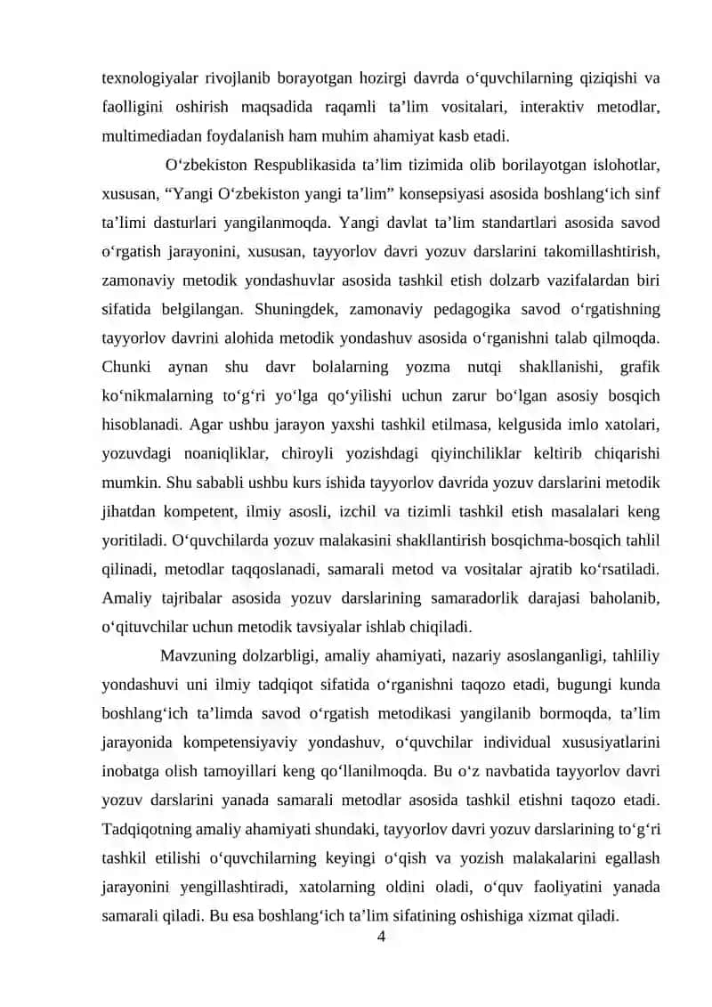 Savod o‘rgatish tayyorlov davri yozuv darslarini tashkil etish 4