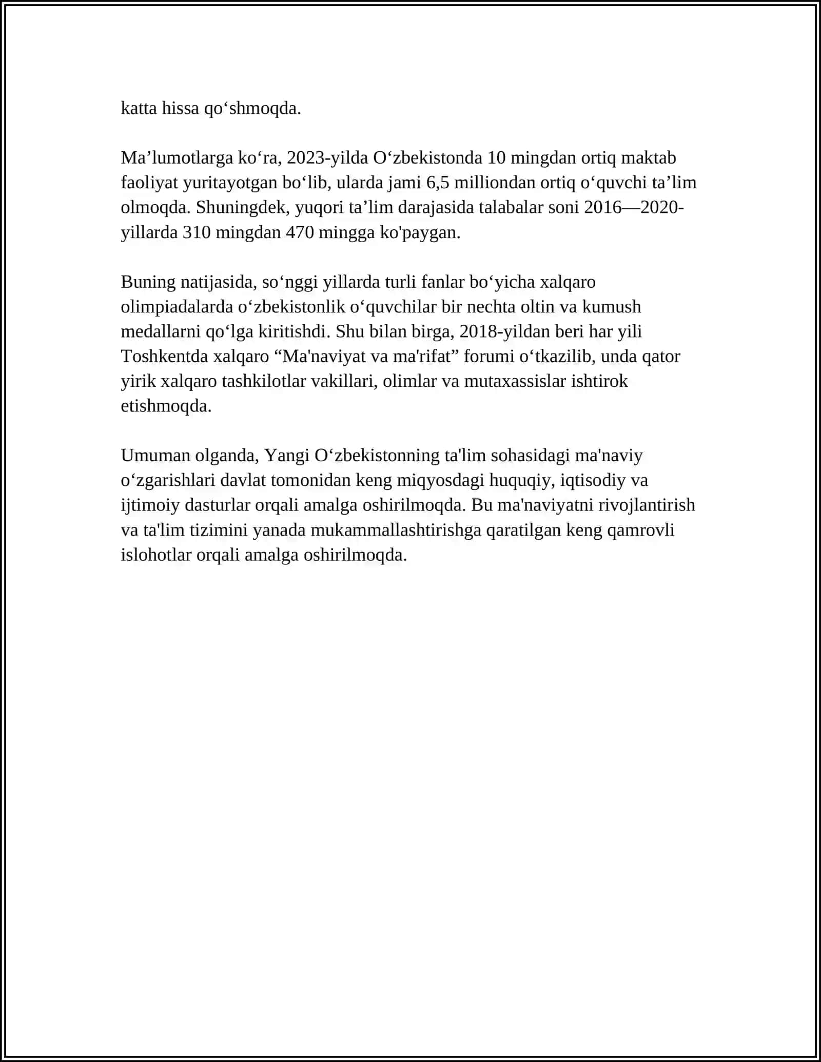Yangi Oʻzbekistonda Amalga Oshirilayotgan Manaviy Ozgarishlar 4