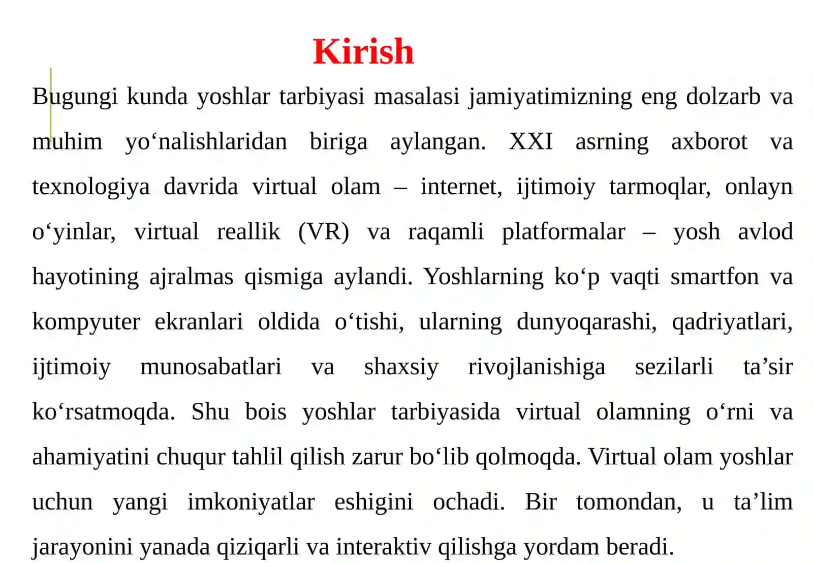 Yoshlar tarbiyasida virtual olamning o’rni va ahamiyati 4