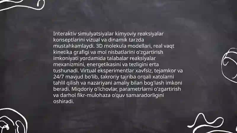 Kimyo fanini kompyuter dasturlaridan oʻrganishning afzalliklari 4