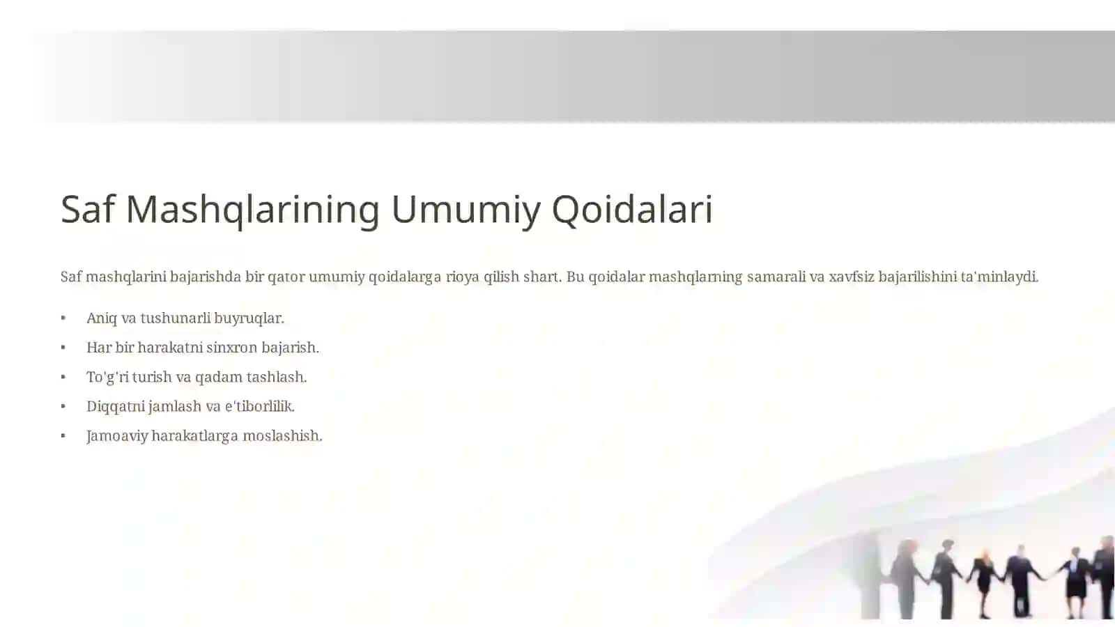 Saf Mashqlari: Umumiy Qoidalar va Asosiy Tushunchalar 4