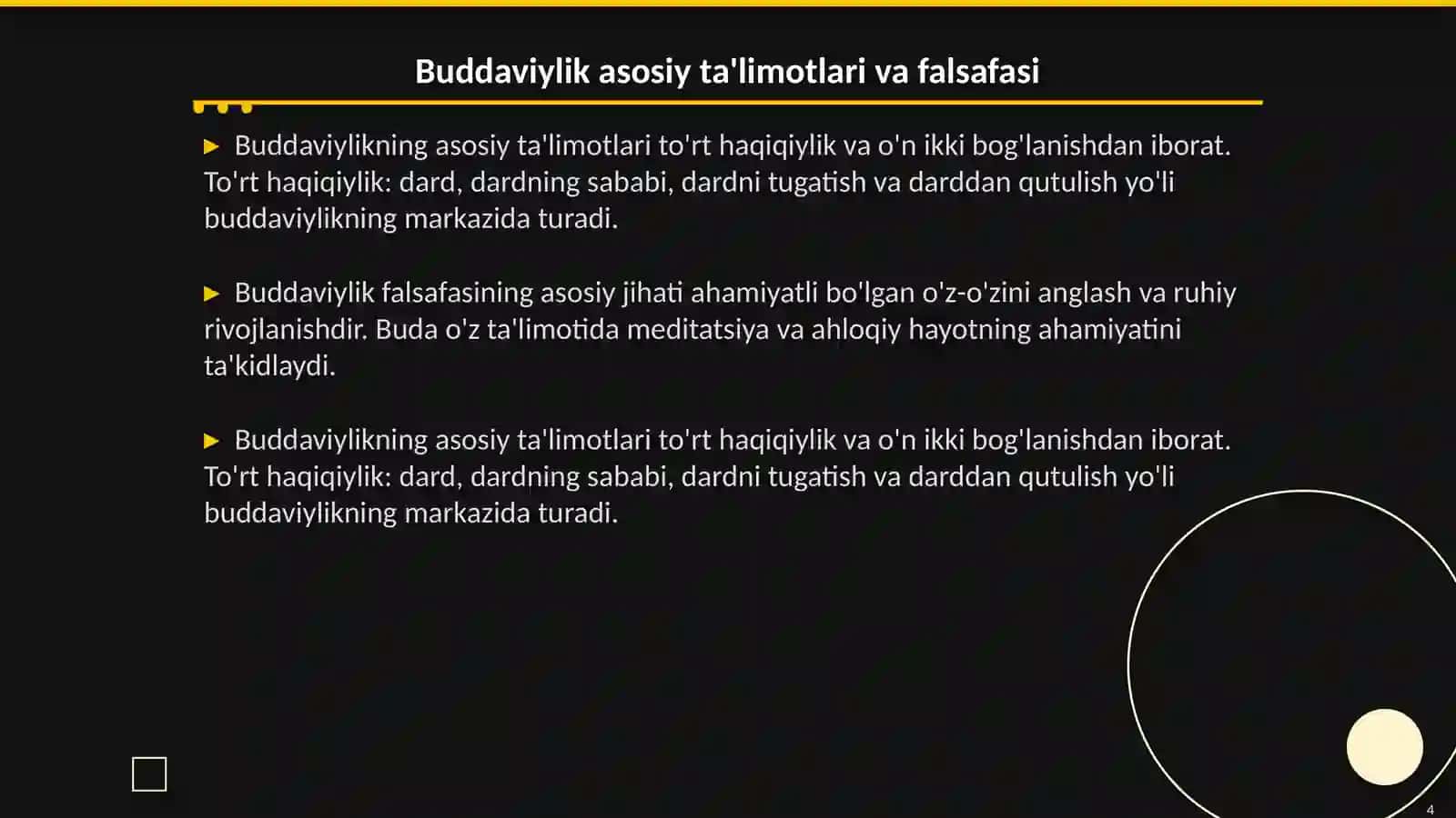Buddaviylik dinining paydo bo‘lish tarixi, asosiy ta'limotlari, oqimlari va manbalari 4