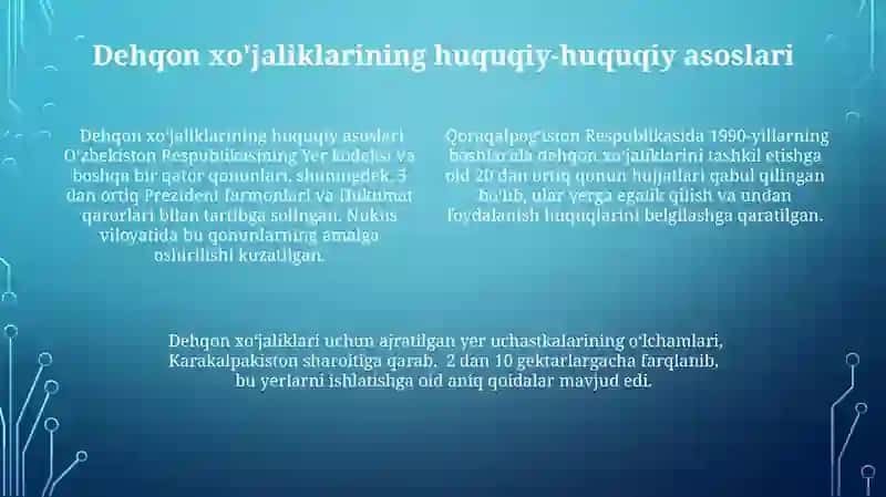 Qoraqalpoğistonda dehqon fermer xójaligining tashkil etilishi 4