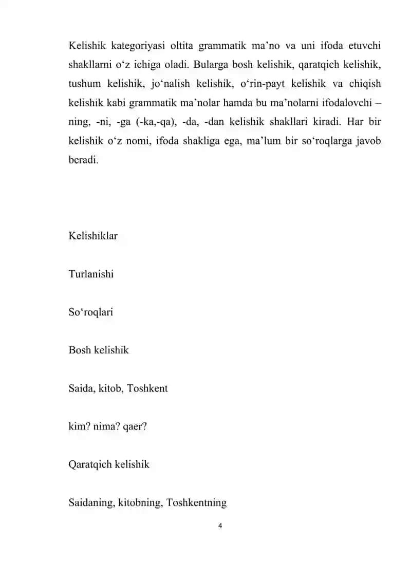 4-sinfda urin-payt kelishigining yangi texnologiyalar asossida o'qitish metodikasi 4