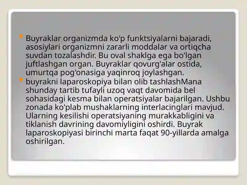 Laparoskopiyaning jarrohlikda qo`llanishi 4