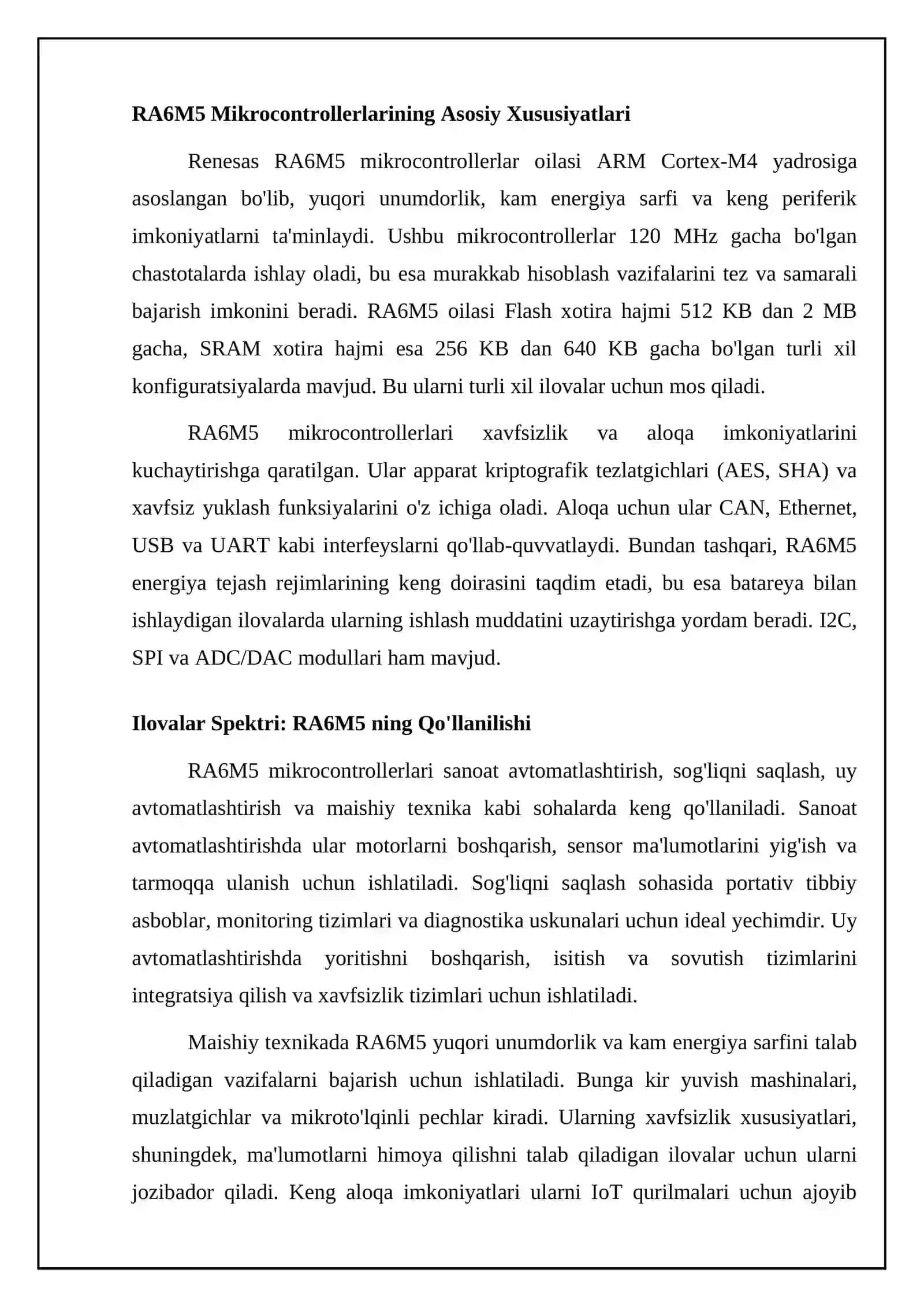 RA6M5 ning Asosiy Xususiyatlari va Afzalliklari 4