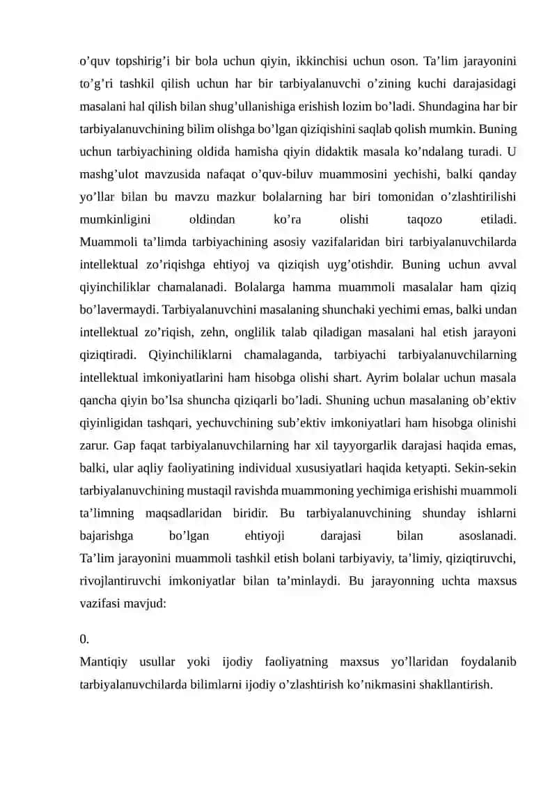 MAKTABGACHA TA'LIMDA MUAMMOLI TA'LIMNI TASHKIL ETISH TEXNOLOGIYASI 4