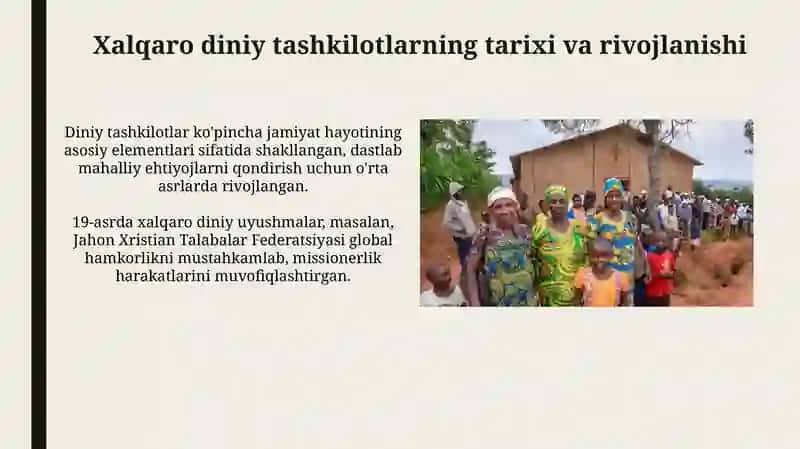 Xalqaro diniy tashkilotlar tarixi va ularning barqaror rivojlanish maqsadlariga qo‘shayotgan hissasi 4