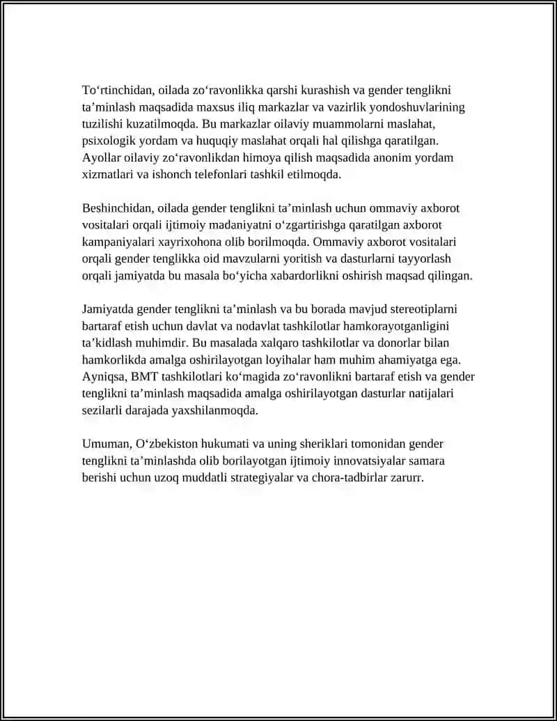 O’ZBEKISTONDA OILA VA GENDER MUNOSABATLARINI BARQAROR TAMINLASHDA SOTSIAL INNOVATSIYALAR 4