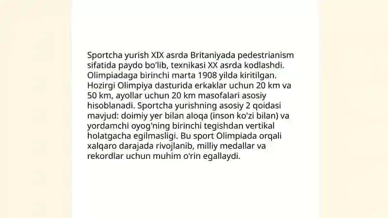 Sportcha yurish tarixi va texnikasi asoslari 4