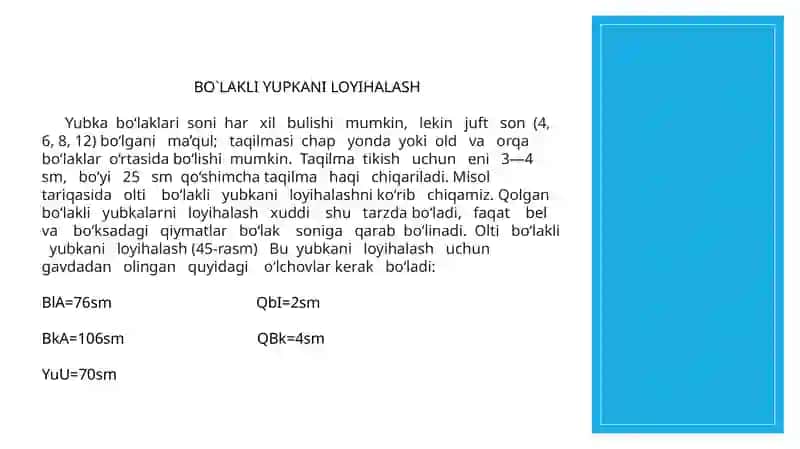 Ayollar uchun bo`lakli yupkanimodellashtirish 4