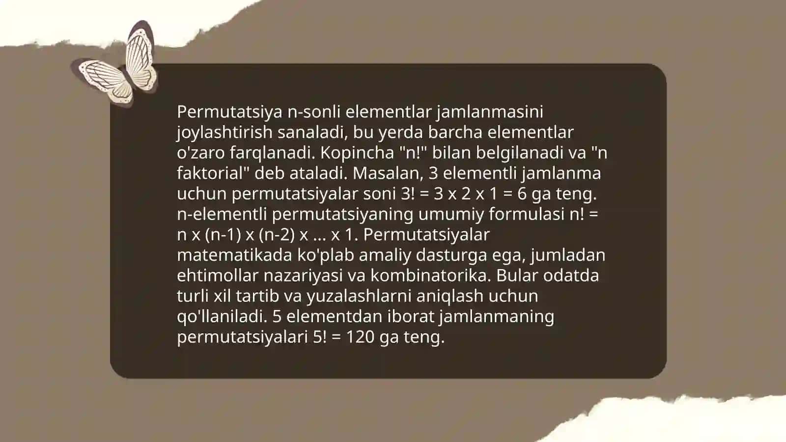 Kombinator va pozitsion oʻzgarishlari 4
