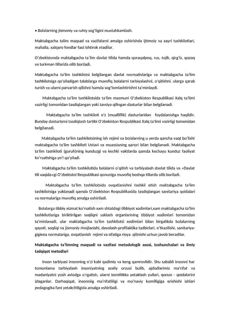 Maktabgacha ta'lim mazmuni va mohiyati va ta‘lim tizimida tutgan o‘rni 4