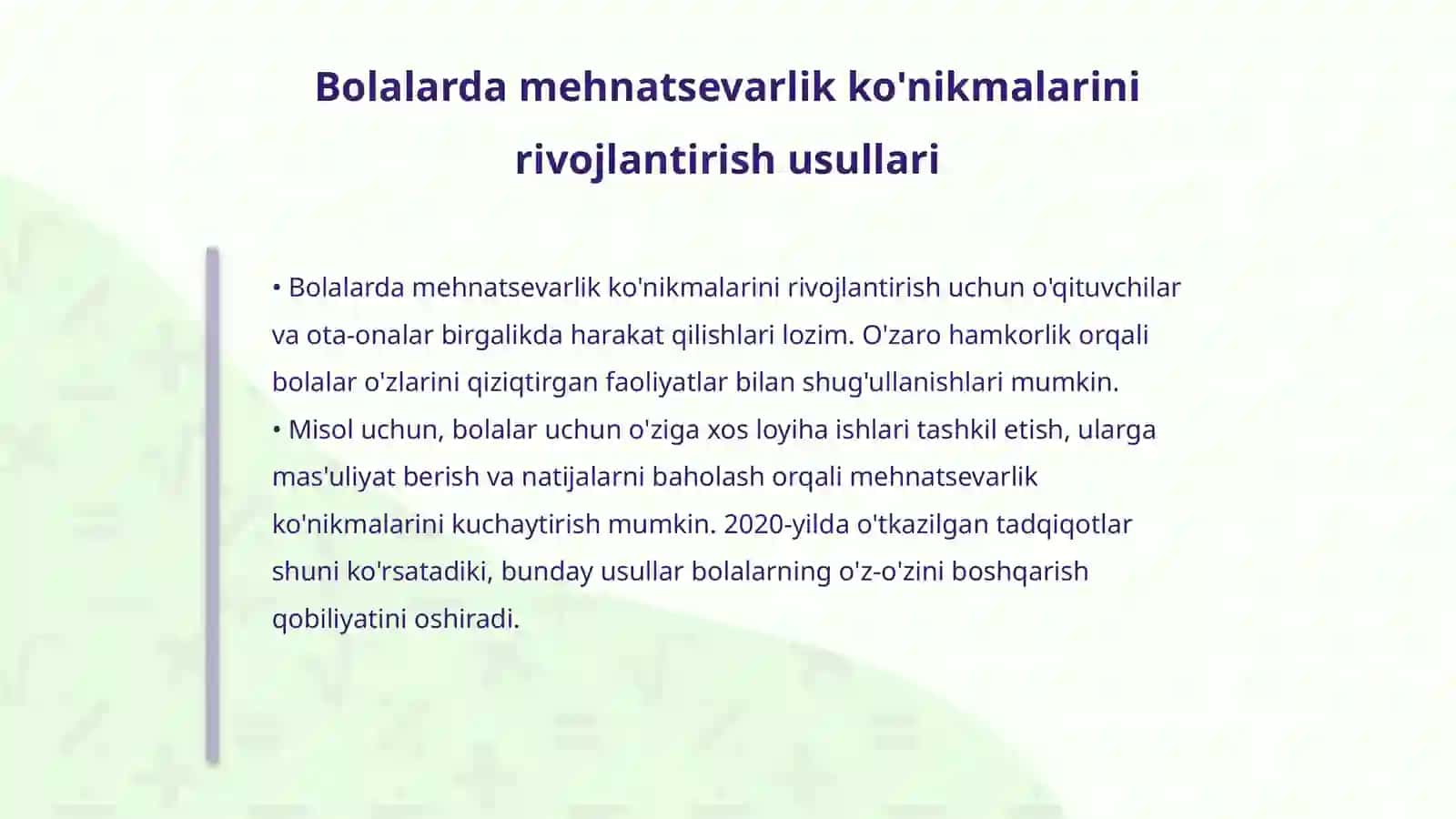 Bolalarni mehnatsevarlik malaka koʻnikmalarini shakillantirish orqali maktabga tayyorlash 4