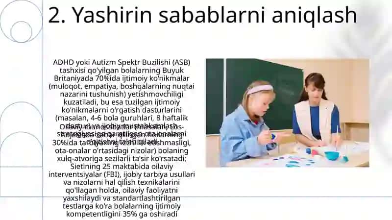 Ijtimoiylashtirishda xulqi ogʻishgan bolalar bilan ish olib borish metodlari 4