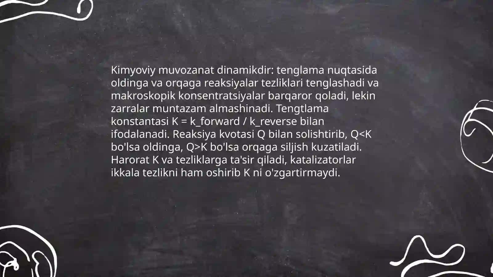 Kimyoviy muzanat va uning siljishi termodinamika qonunlar Entalpiya va entropiya 4