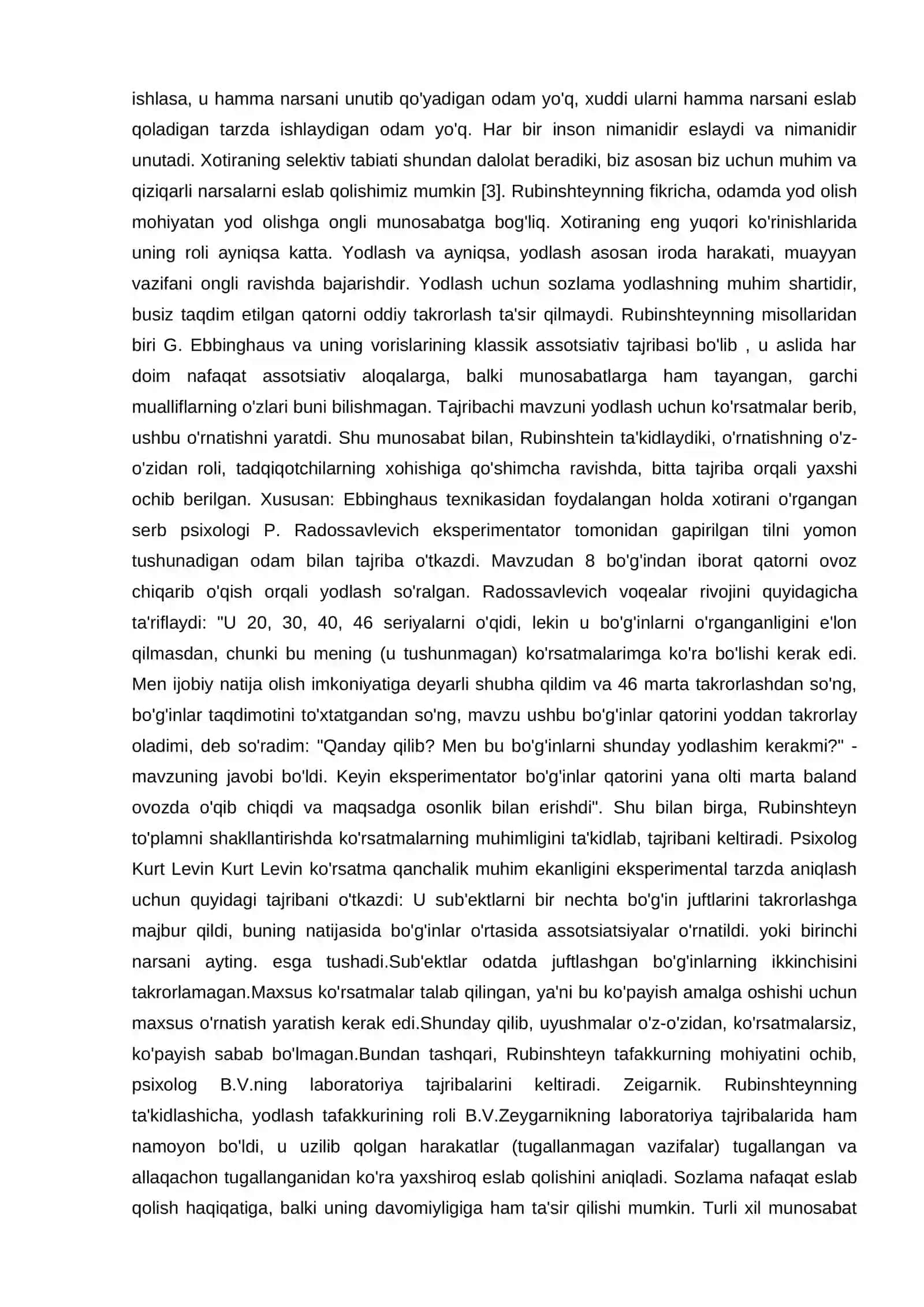 Sergey Leonidovich Rubinshtein kontseptsiyasida yodlashda munosabatning roli 4