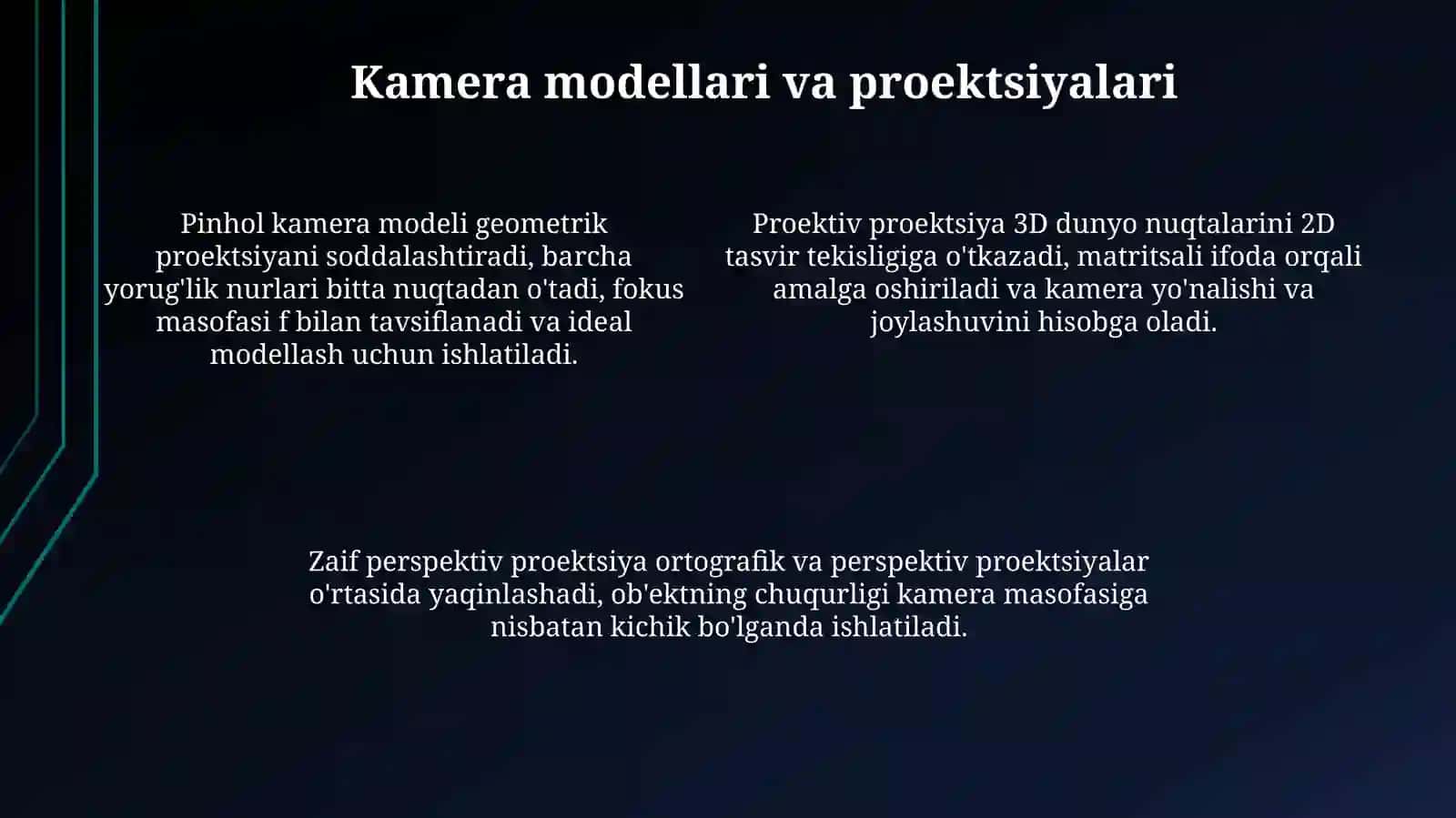 Kompyuterli ko'rish tizimlari uchun kameralar va linzalarning optik xususiyatlari 4