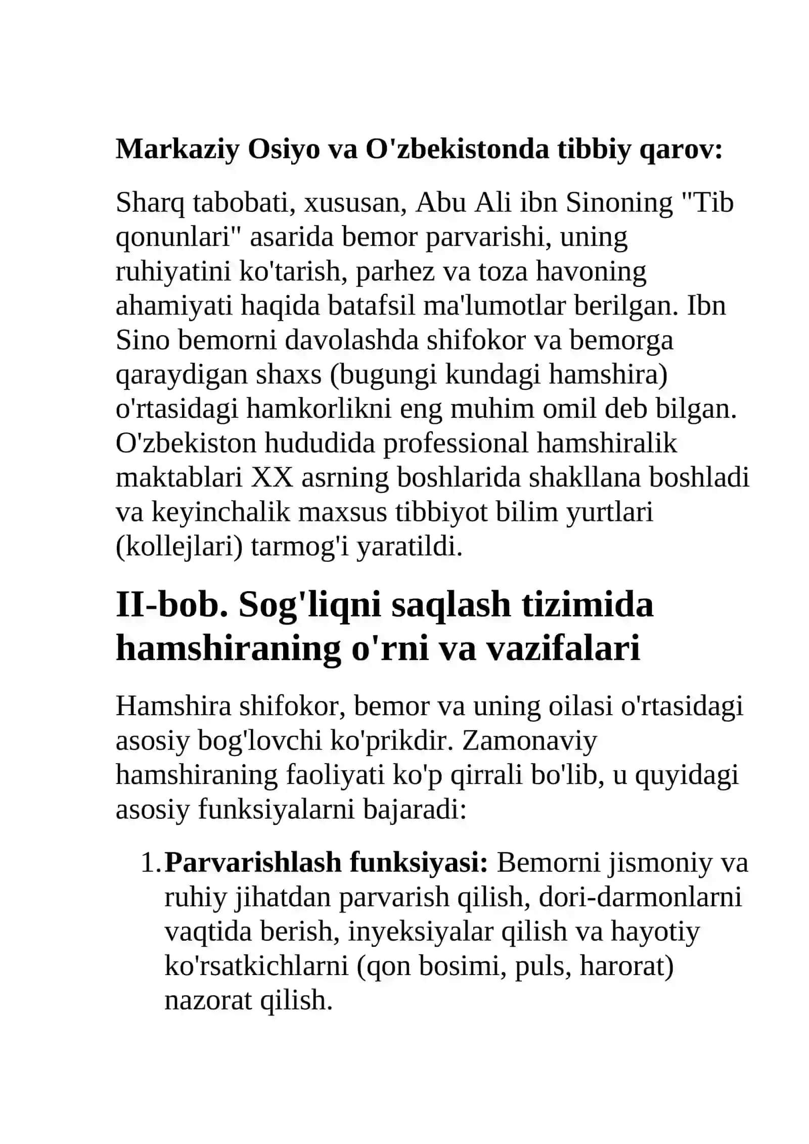 Hamshiralik ishi va salomatlik: Tarixi, zamonaviy yondashuvlar va axborot texnologiyalarining o'rni 4