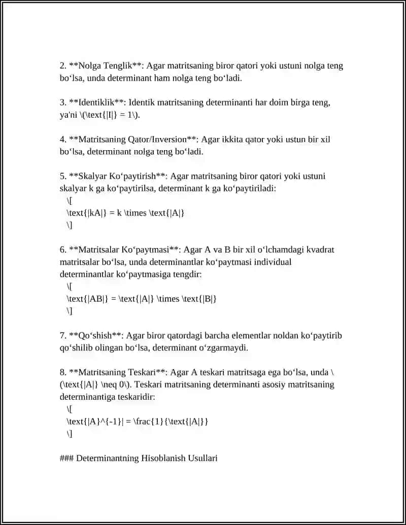 YUQORI DETERMINANTLAR 4