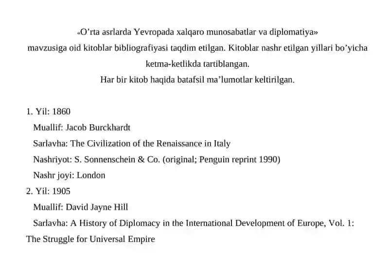 O’rta asrlarda Yevropada xalqaro munosabatlar va diplomatiya 4