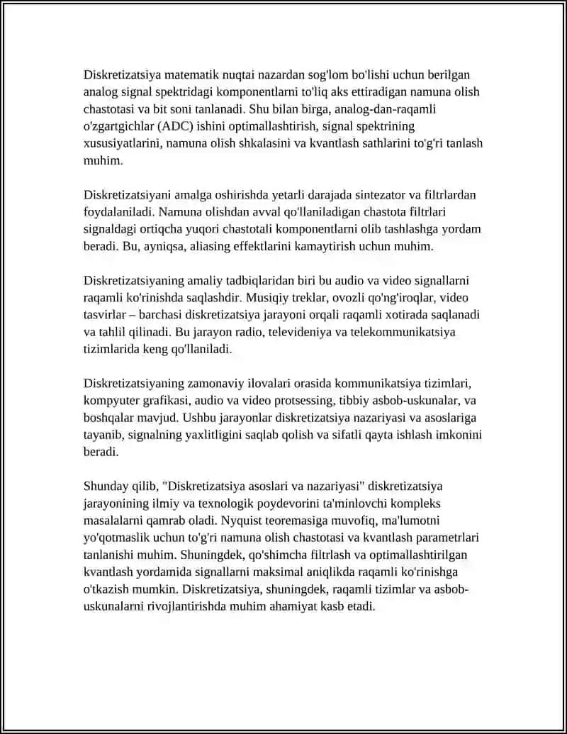 DISKRETIZATSIYA SIGNALLARINI SHAKLLANTIRISH 4