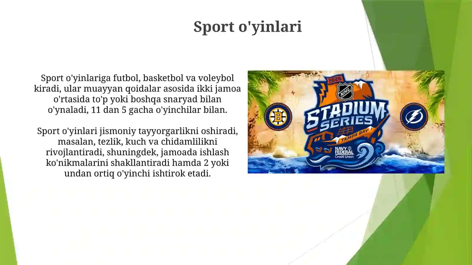 Tashqi o'yinlarning mazmuni va elementlari 4