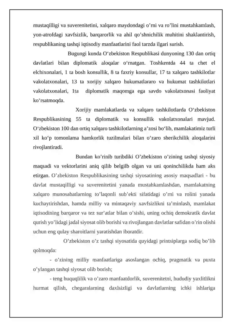 O’ZBEKISTON RESPUBLIKASINING TASHQI SIYOSIY FAOLIYATI KONSEPSIYASI 4