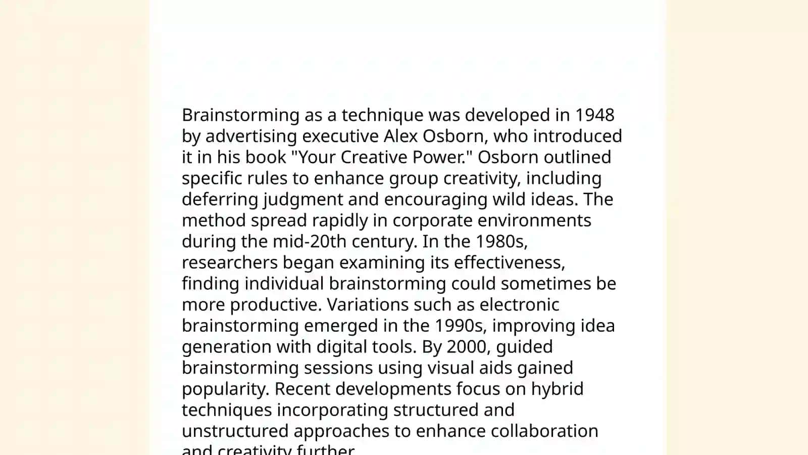Causes and consequences of brainstorming 4