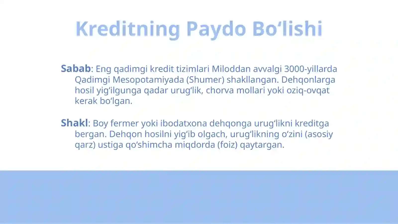 Kreditning zarurligi, funksiyalari,turlarivashakllari 4