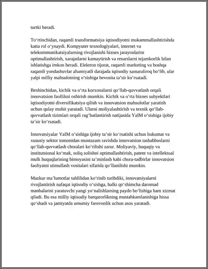 INNAVATSIONLARINING MAKROIQTISODIY KO'RSATKICHLARGA TASIRI 4