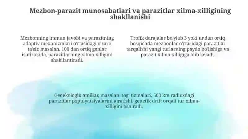 Parazitlar guruhi ajralishining ekalogik asoslari 4